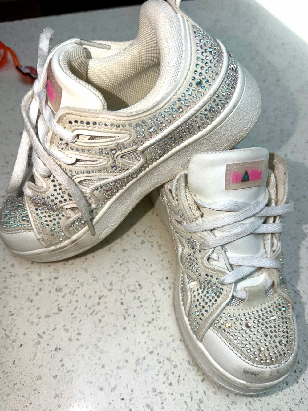 White Rhinestone Embellished Toddler Sneakers